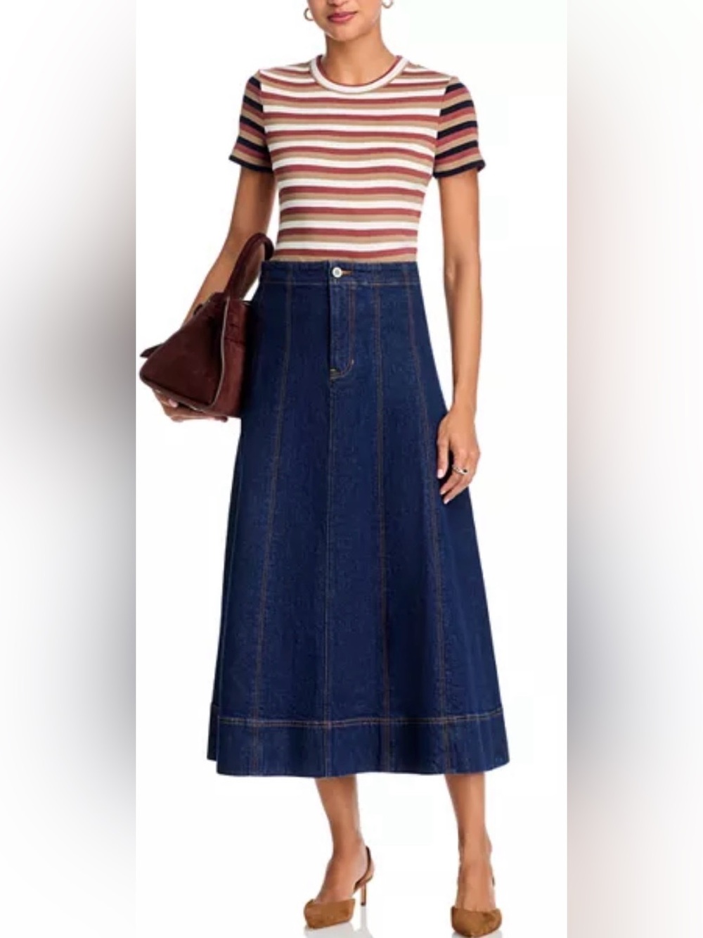 Veronica Beard Alix Circle Denim Skirt - Picture 2 of 12